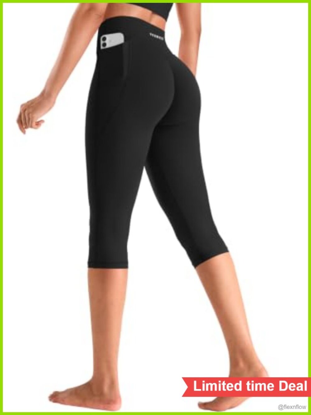 Buttery Soft Capri Leggings with Pockets No Front Seam High Waisted